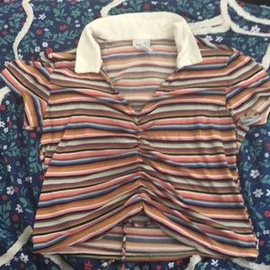 Multi colored striped collared shirt
